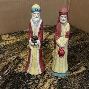 Hand Painted‎ Nativity Wise Men Magi Ceramic Figurines Set of 2 Christmas Decor